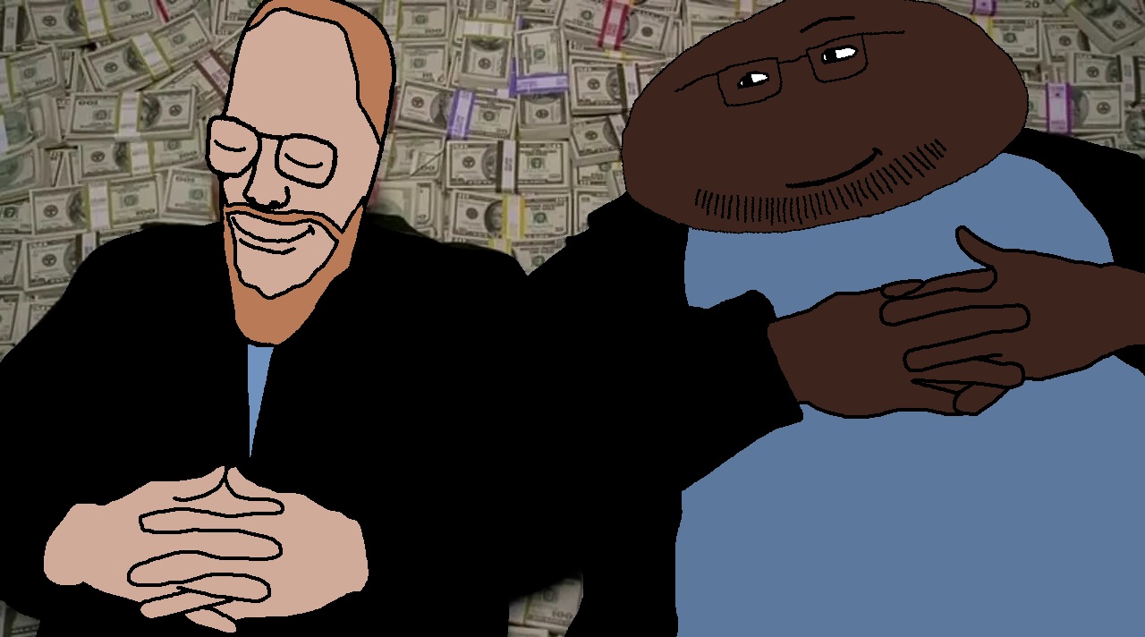 huell babineaux, doughjak, headjak, useful soys, 2soyjaks, bald, beard, black eyes, blue shirt, brown skin
