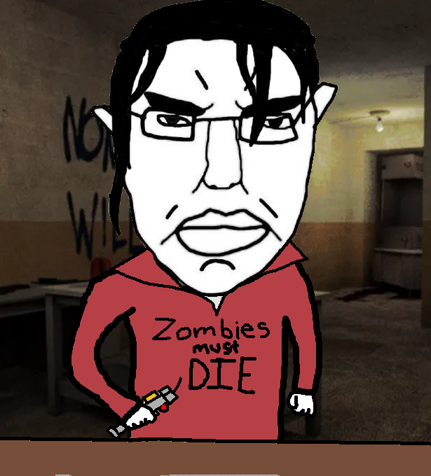 zoey (left 4 dead), chudjak, chudjak front, pol face, angry, arm, closed mouth, clothes, ear, female