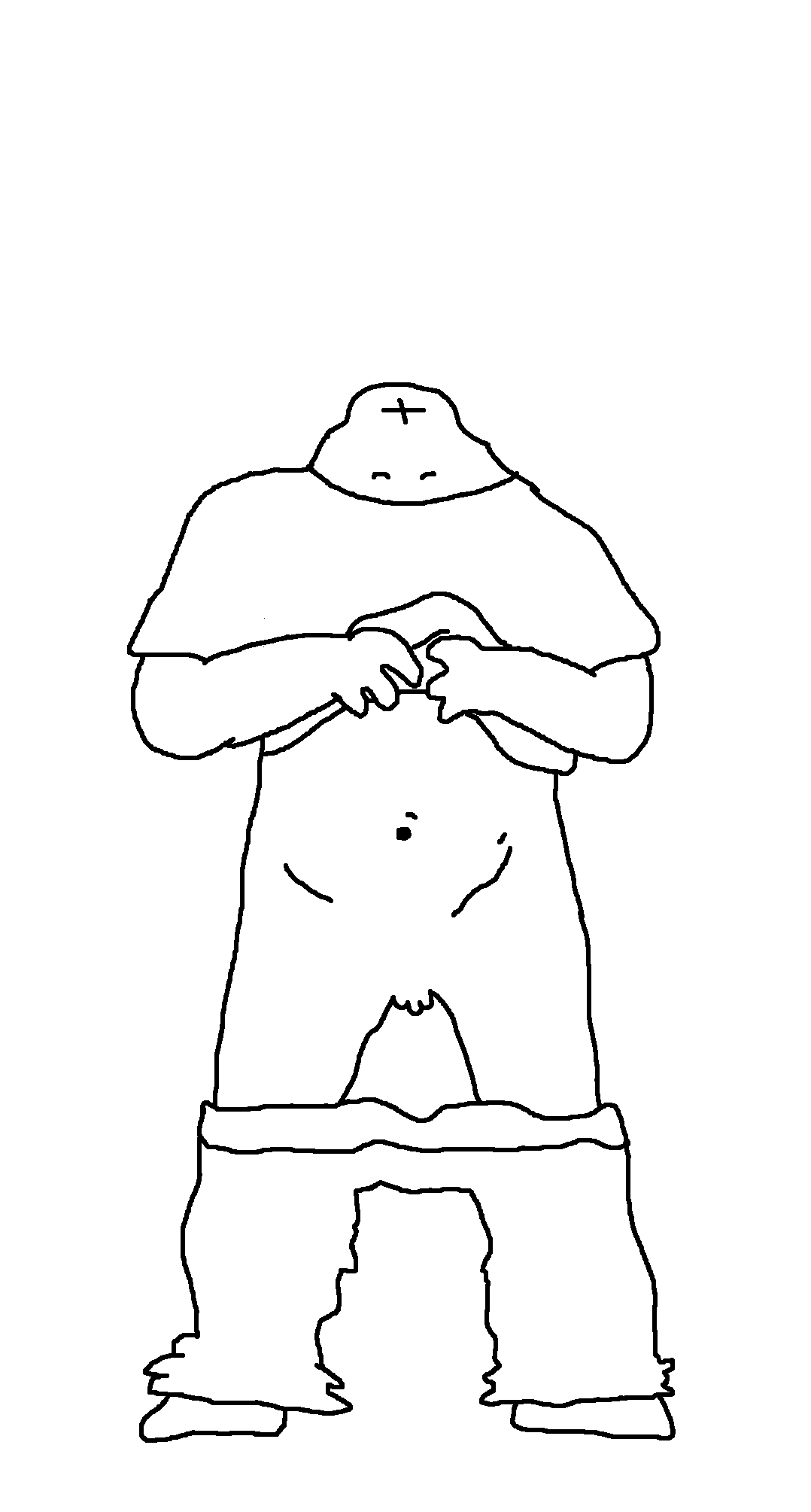 chudjak, chudjak front, obsessedchud, 1soyjak, accessory, front view, full body, holding shirt, looking at you, micropenis