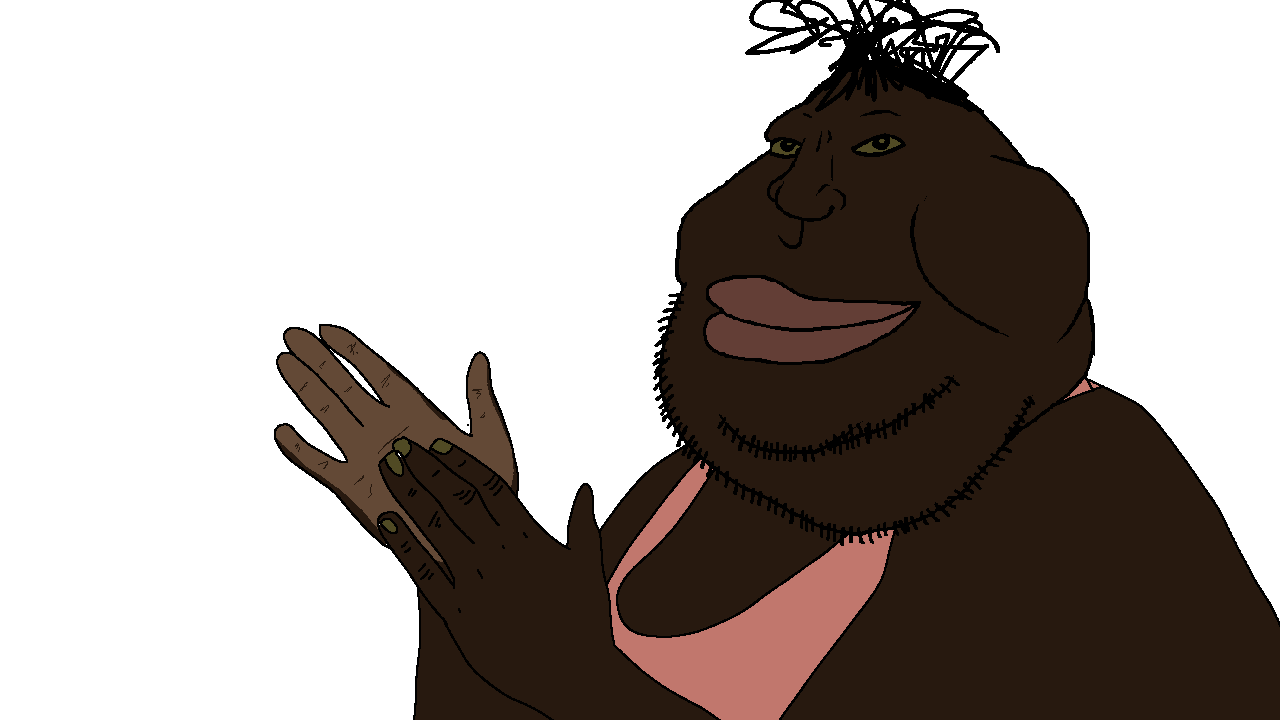 meximutt, slopjak, 1soyjak, big lips, black hair, black skin, brown skin, closed mouth, dreadlocks, fat
