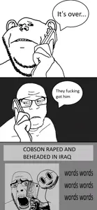 cobson, feraljak, impish soyak ears, jamesthegooisaretardedpaedocuck, wholesome feraljak, 4soyjaks, bald, black eyes, blood, calling
