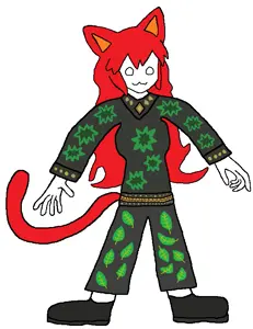 Tama long hair and green leaves & flower.png