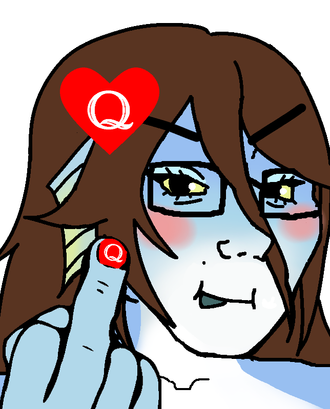 soyak, female soyak, femjak, 1soyjak, black eyes, blue skin, blush, brown hair, built for bwc, christian gemerald