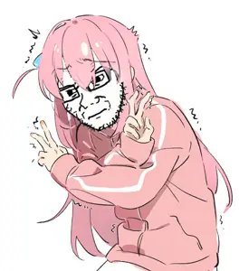 soyak, anime, arm, bocchi the rock, closed mouth, clothes, concerned, frown, glasses, gotou hitori