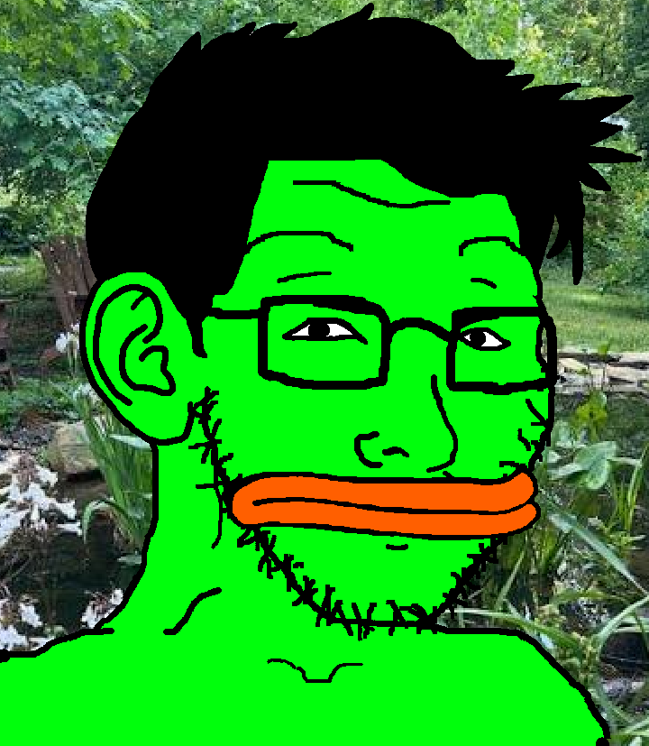 pepe, soyak, pepeyak, fusionjaks, 1soyjak, amphibian, animal, black eyes, black hair, closed mouth