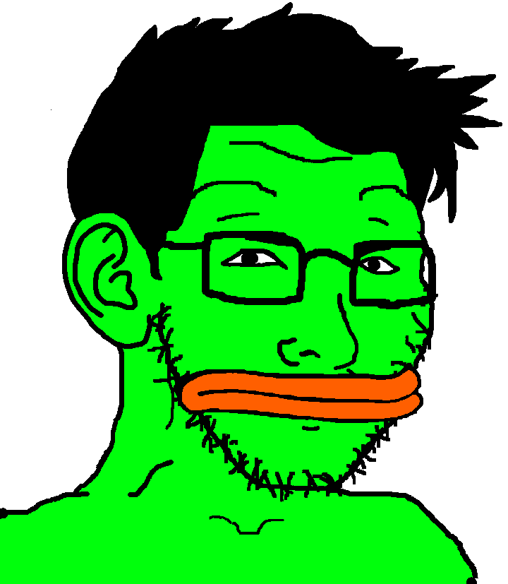 pepe, soyak, pepeyak, fusionjaks, 1soyjak, amphibian, animal, black eyes, black hair, closed mouth