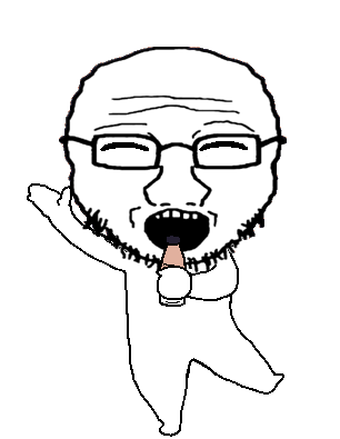 soyak, soyak front, soyak side, spinnerz!, 1soyjak, animated, back view, bald, closed eyes, drink