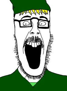 link, beastjak, 1soyjak, blonde hair, buck teeth, clothes, glasses, hair, hat, mustache