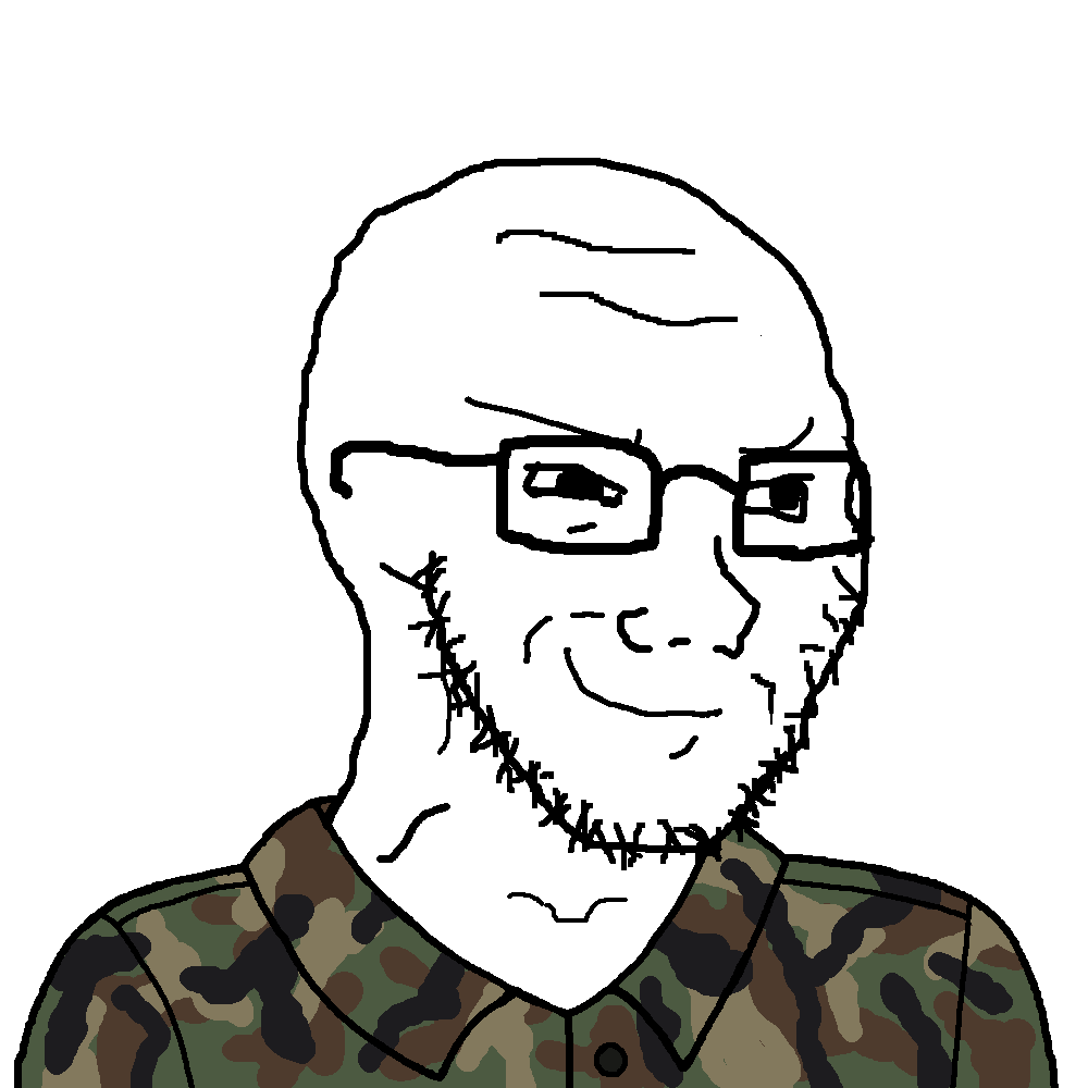 soyak, soyak (smug), 1soyjak, camo, camo shirt, camouflage, closed mouth, clothes, forehead lines, glasses