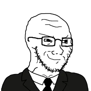 soyak, soyak (smug), 1soyjak, businessman, closed mouth, clothes, forehead lines, glasses, looking to the right, necktie