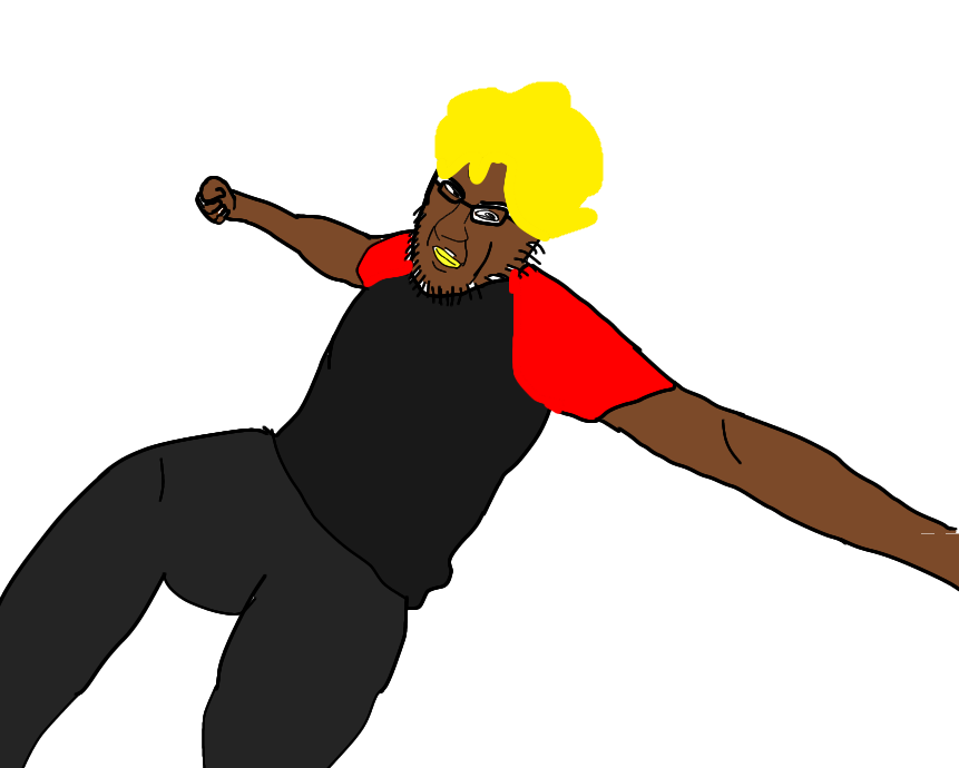 slavicking, nate higgers, markiplier soyjak, plier punch, natejak, 1soyjak, angry, blonde hair, brown skin, closed mouth