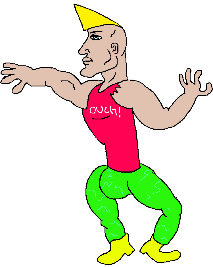 chad thundercock, a10 eyes, aliased, blonde hair, buff, bulge, chad, closed mouth, clothed, clothes