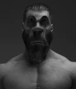 1097 - closed_mouth distorted hair looking_at_you monochrome shirtless sleek_n_tears stubble subnag_neutralplier variant_gigachad.jpg