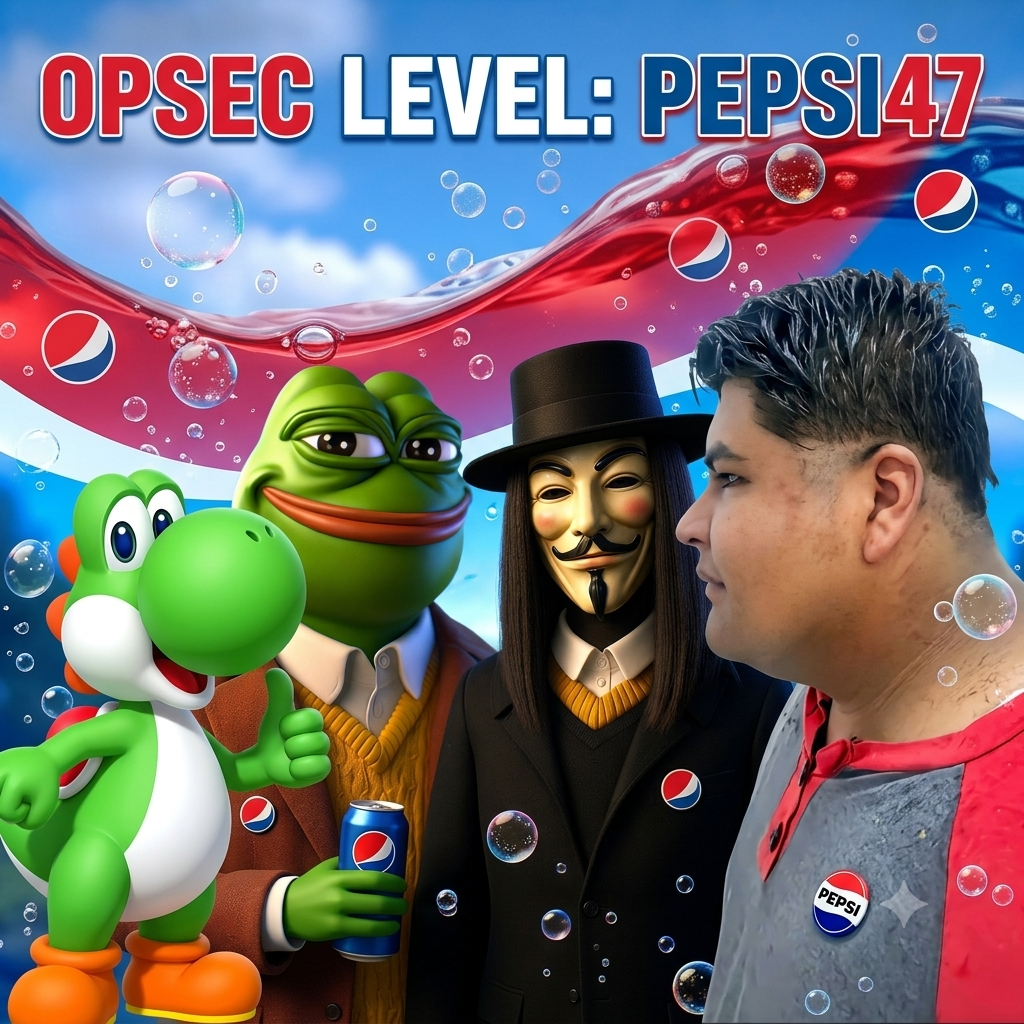 opsec demon, pepe, yoshi, opsec level, anonymous, black eyes, black hair, clothes, fat, front view