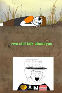 246994 - soybooru.com - 1soyjak black_eyes brown_background brown_hair closed_mouth crying dan dirt frown ... greentext grey_shirt hair namefags natejak open_eyes roder4_(user) sad skinny soyak soyjak stubble text the_soybooru_logo.png