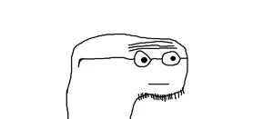 wormjak, 1soyjak, animal, bald, black eyes, closed mouth, glasses, looking to the right, neutral, open eyes