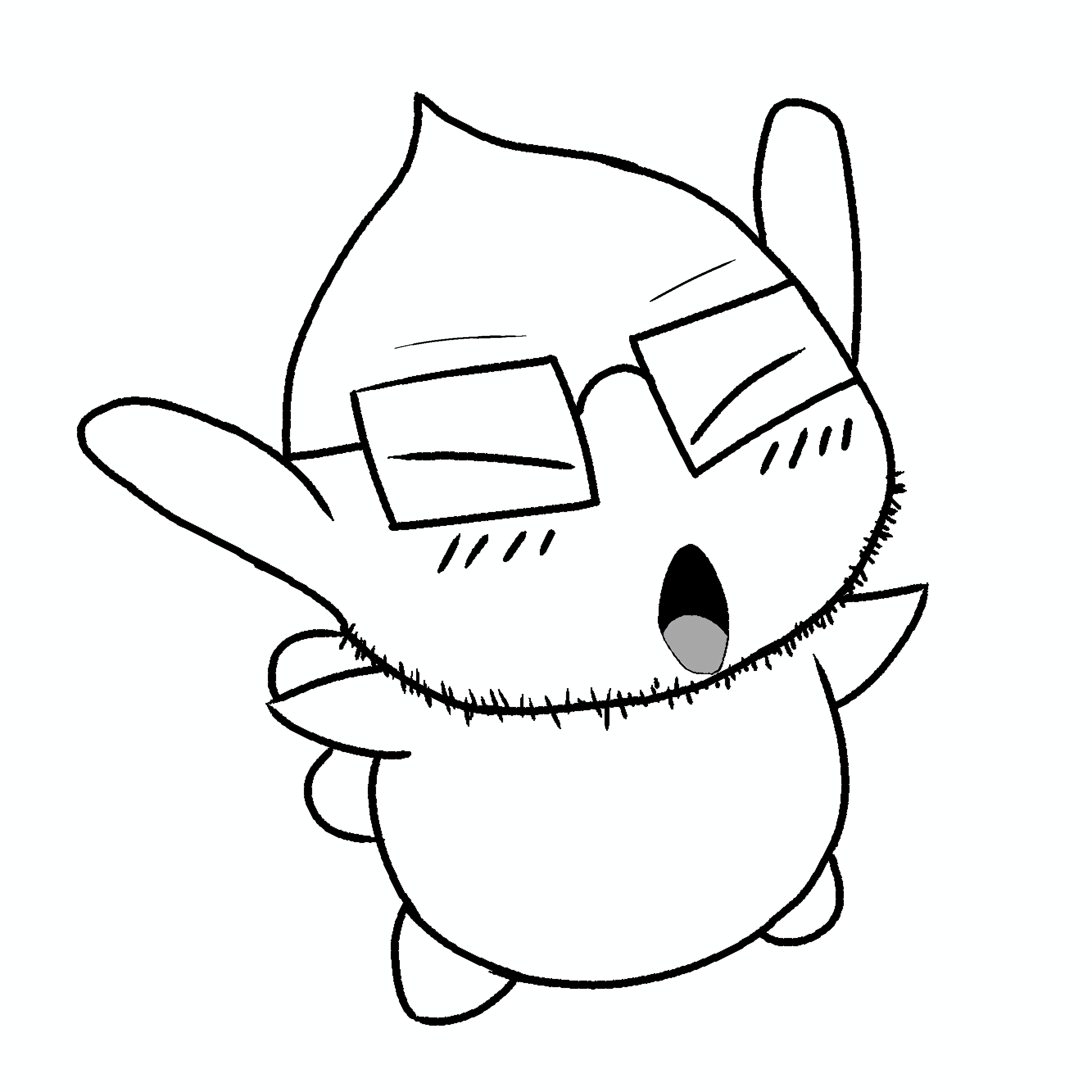 pucklite, 1soyjak, bald, blush, closed eyes, ears, eyebrows, full body, glasses, looking to the right