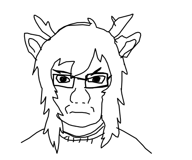 soyak, 1soyjak, angry, antlers, black glasses, closed mouth, deer, ears, glasses, hair