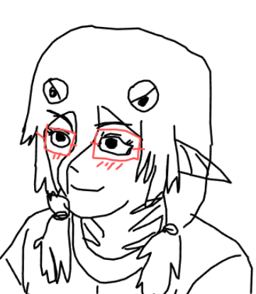 1nas, blush, blush lines, closed mouth, fins, glasses, hair, long hair, no soyjak, nose