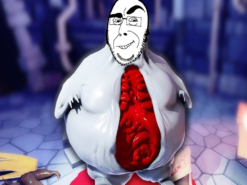 cobson, cobsontalks, 1soyjak, bald, closed mouth, cobson killer, disemboweled, fat, glasses, open eyes