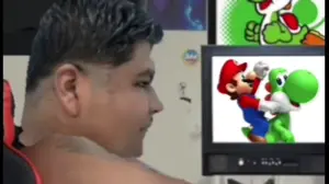 fat nigger furry, yoshi, pepsimutt, 1nas, 1soyjak, animated, belly, black eyes, black hair, brown skin