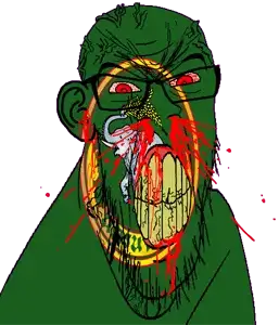 feraljak, feralrage, 1soyjak, angry, animal, bald, blood, bloodshot eyes, clenched teeth, cracked teeth