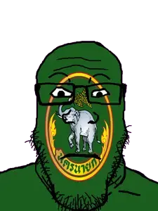 markiplier soyjak, neutralplier, 1soyjak, animal, black eyes, closed mouth, elephant, flag, front view, glasses