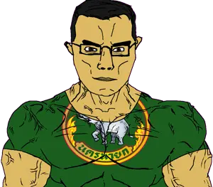 chudjak, chudjak front, muscular chud, 1soyjak, animal, arm, brown eyes, brown skin, buff, closed mouth