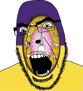 cobson, 1soyjak, angry, animal, bald, buddhism, building, bushy eyebrows, chedi, chicken
