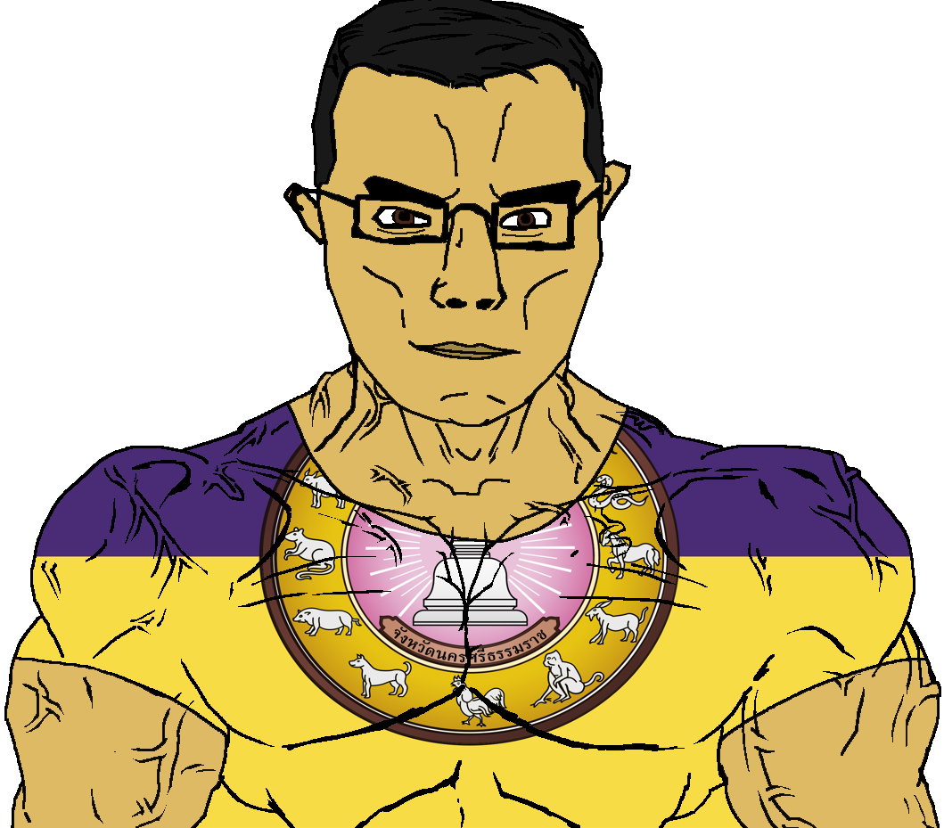 chudjak, chudjak front, muscular chud, 1soyjak, animal, arm, brown eyes, brown skin, buddhism, buff