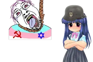 rika furude, bernd, hanging troonjak, troonjak, ack, anime, bloodshot eyes, clothes, communism, crying