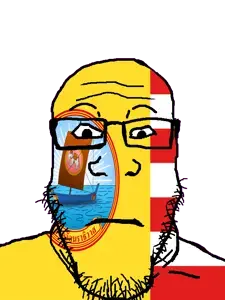 markiplier soyjak, neutralplier, 1soyjak, animal, black eyes, boat, closed mouth, elephant, flag, front view