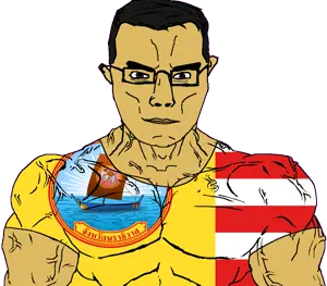 chudjak, chudjak front, muscular chud, 1soyjak, animal, arm, boat, brown eyes, brown skin, buff