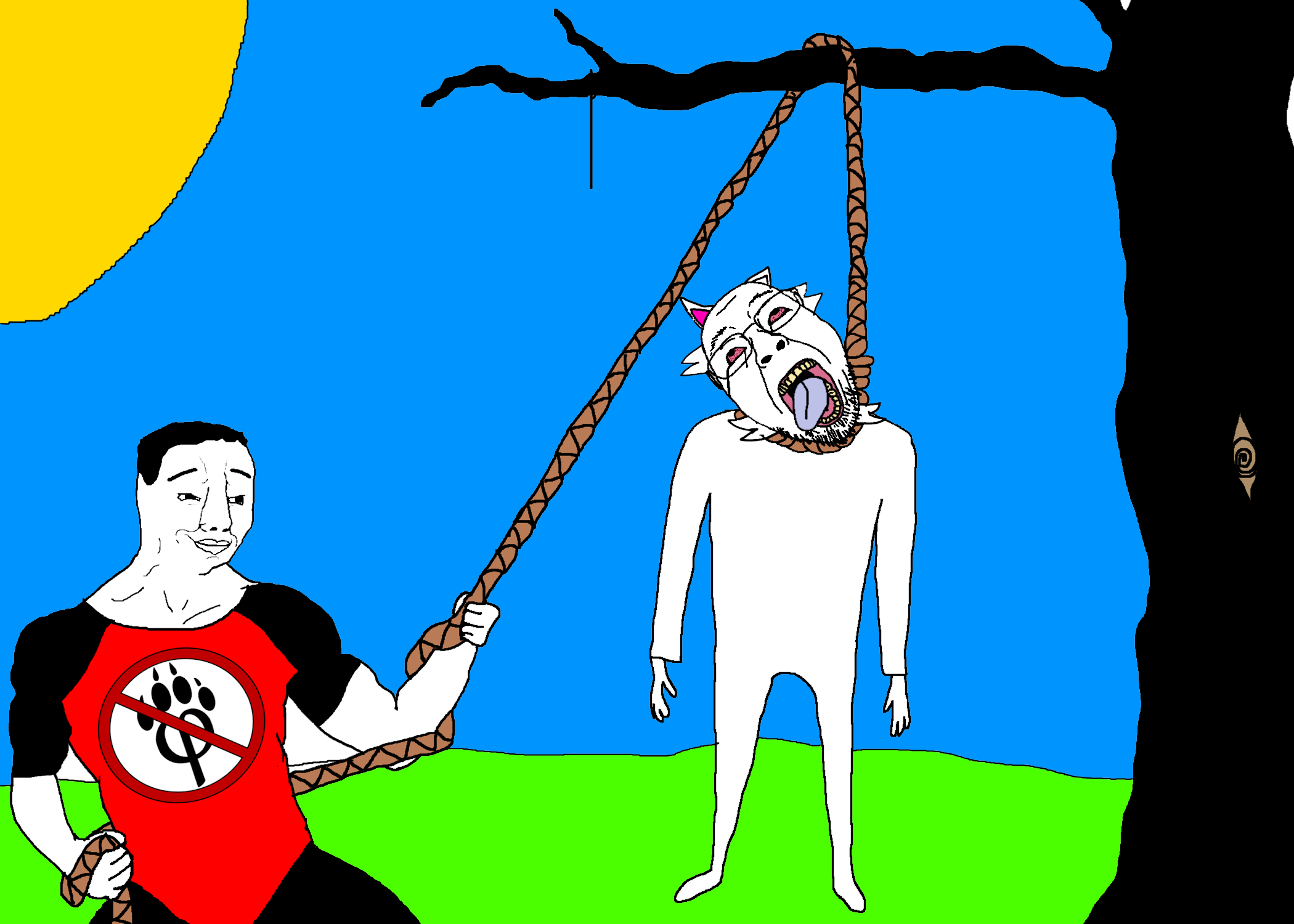 bernd, chudjak, hanging troonjak, troonjak, 1soyjak, ack, antifurry, black eyes, black hair, buff