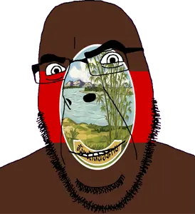 cobson, 1soyjak, bald, bamboo, bushy eyebrows, cloud, flag, glasses, hair, half open mouth