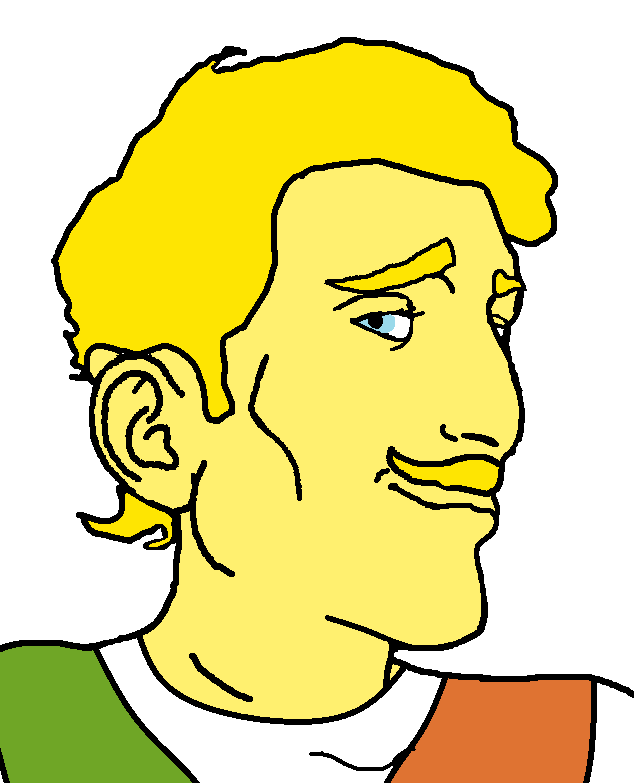 flowery, pajeetjak, pajeetaryan, aryan, a10 eyes, blonde hair, blue eyes, buff, closed mouth, clothes