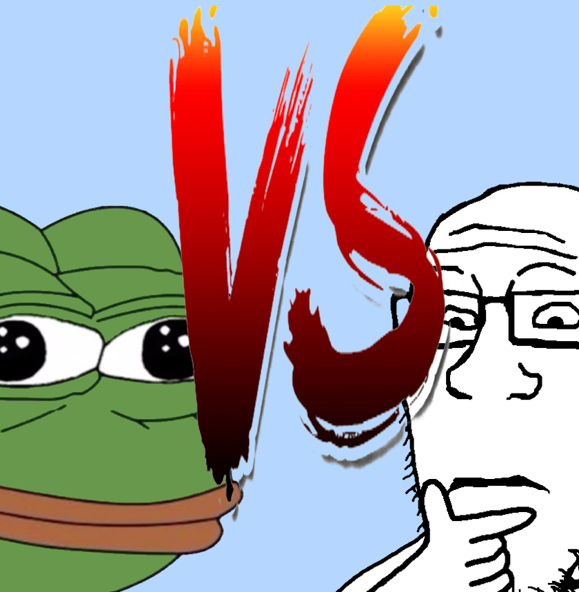 pepe, markiplier soyjak, neutralplier, 1soyjak, bald, black eyes, blue background, closed mouth, confused, glasses