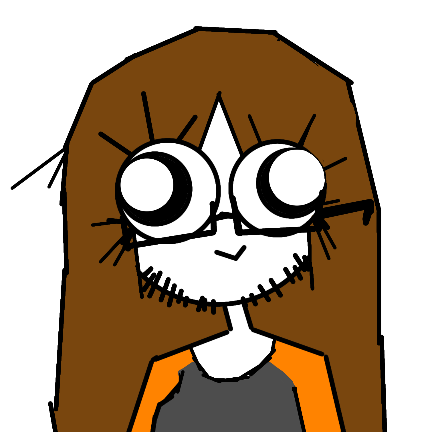 dan, lunchson, soyak, natejak, black eyes, brown hair, closed eyes, closed mouth, crossed eyes, derp