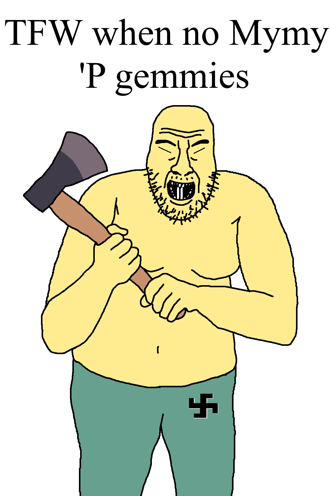 unknown, 1soyjak, angry, asian, asian eyes, axe, bald, buck teeth, chink, closed eyes