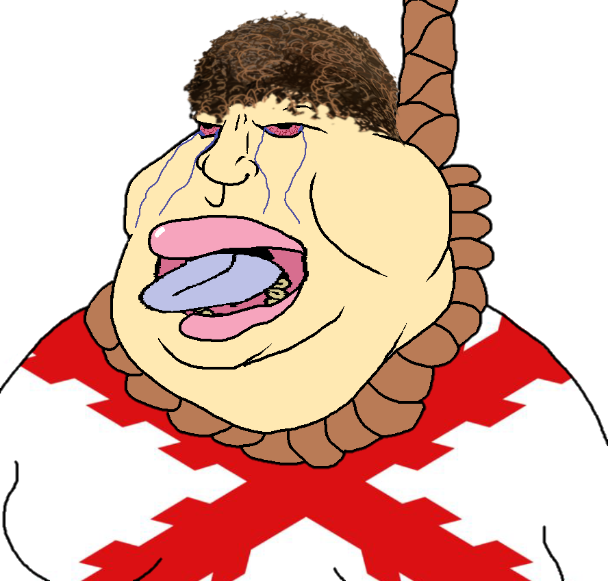 bernd, meximutt, hanging troonjak, troonjak, 1soyjak, ack, brown hair, cross of burgundy, fat, front view