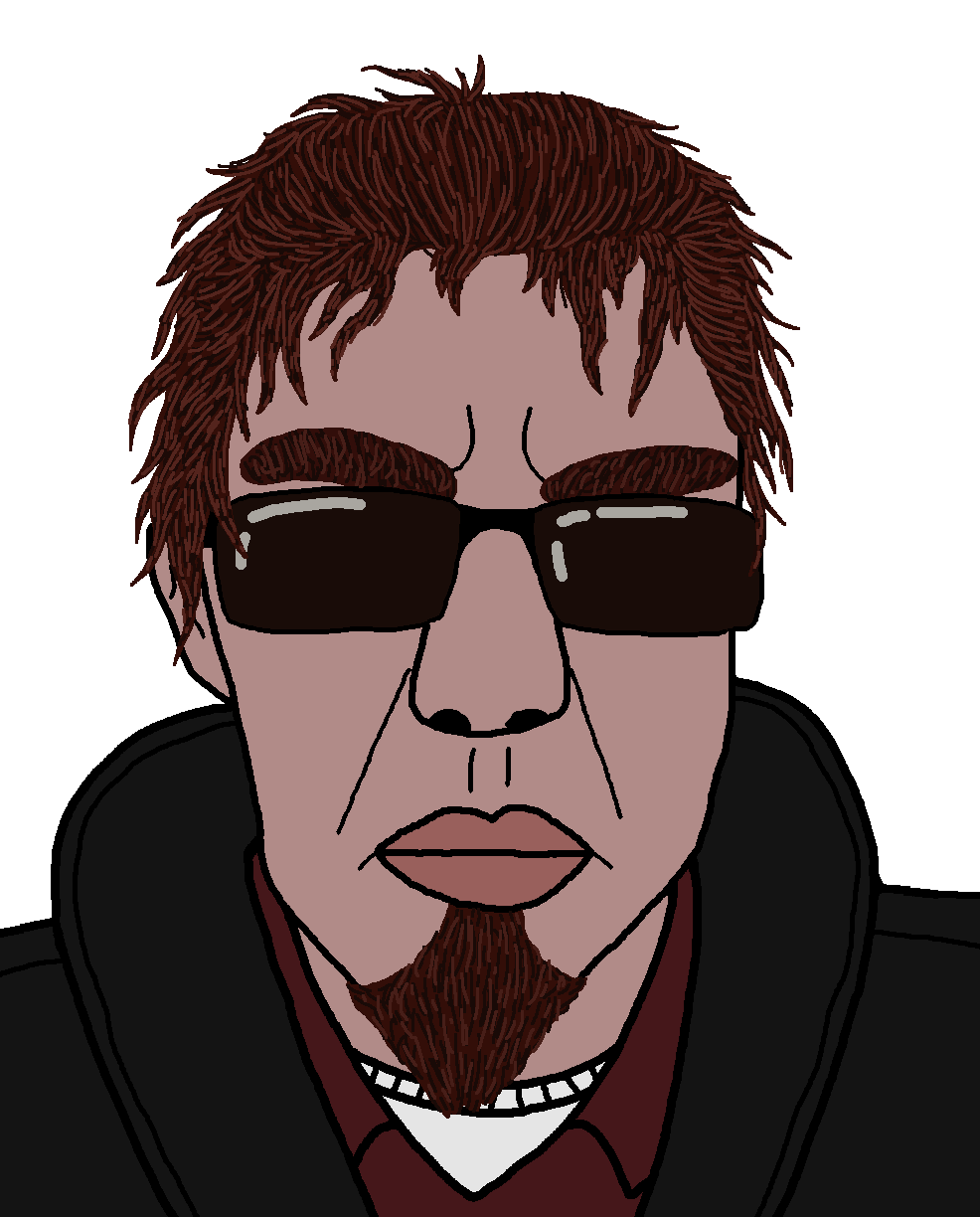postal dude, chudjak, patrick, beard, closed mouth, clothes, ear, eyebrows, front view, glasses