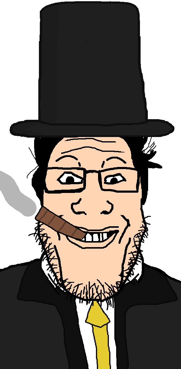 markiplier soyjak, grinplier, black hair, black jacket, bourgeoisie, cigar, clothes, glasses, grin, hair