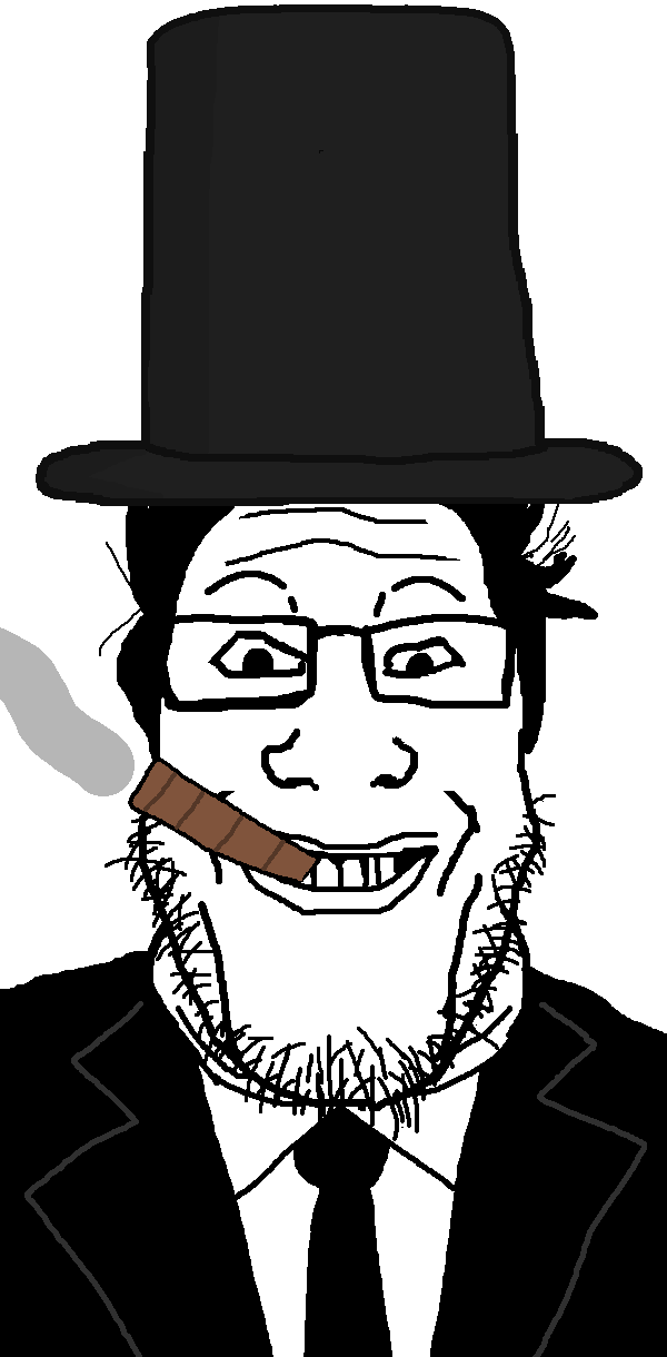 markiplier soyjak, grinplier, black hair, black jacket, black tie, cigar, clothes, glasses, grin, hair