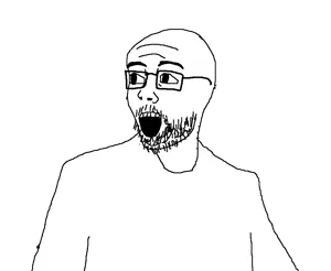 musjak, 1soyjak, bald, beard, glasses, nuvariant, open eyes, open mouth, skinny, uncolored skin