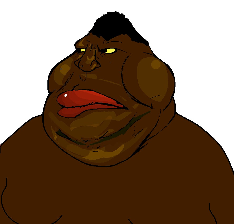 meximutt, 1soyjak, angry, black hair, black skin, brown skin, cheeks, chin, closed mouth, double chin