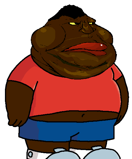 cleveland brown jr, meximutt, remastered soyjaks, 1soyjak, aliased, angry, arm, belly, belly button, black hair