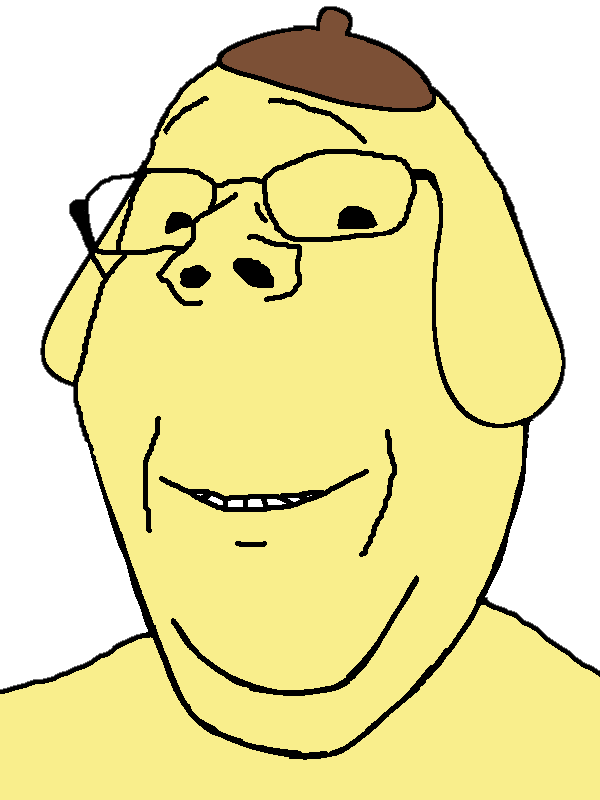 pudding, pompompurin, gapejak, wholesome soyjak, black eyes, clothes, dog ear, dog ears, ear, ears