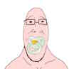 daniel, babyjak, 1soyjak, baby, bald, black eyes, black glasses, caca, eyebrows, front view