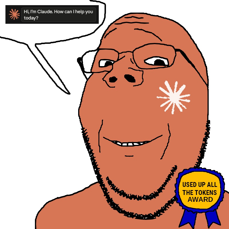 gapejak, wholesome soyjak, 1soyjak, award, bald, black eyes, claude, claude sonnet 5, closed mouth, front view