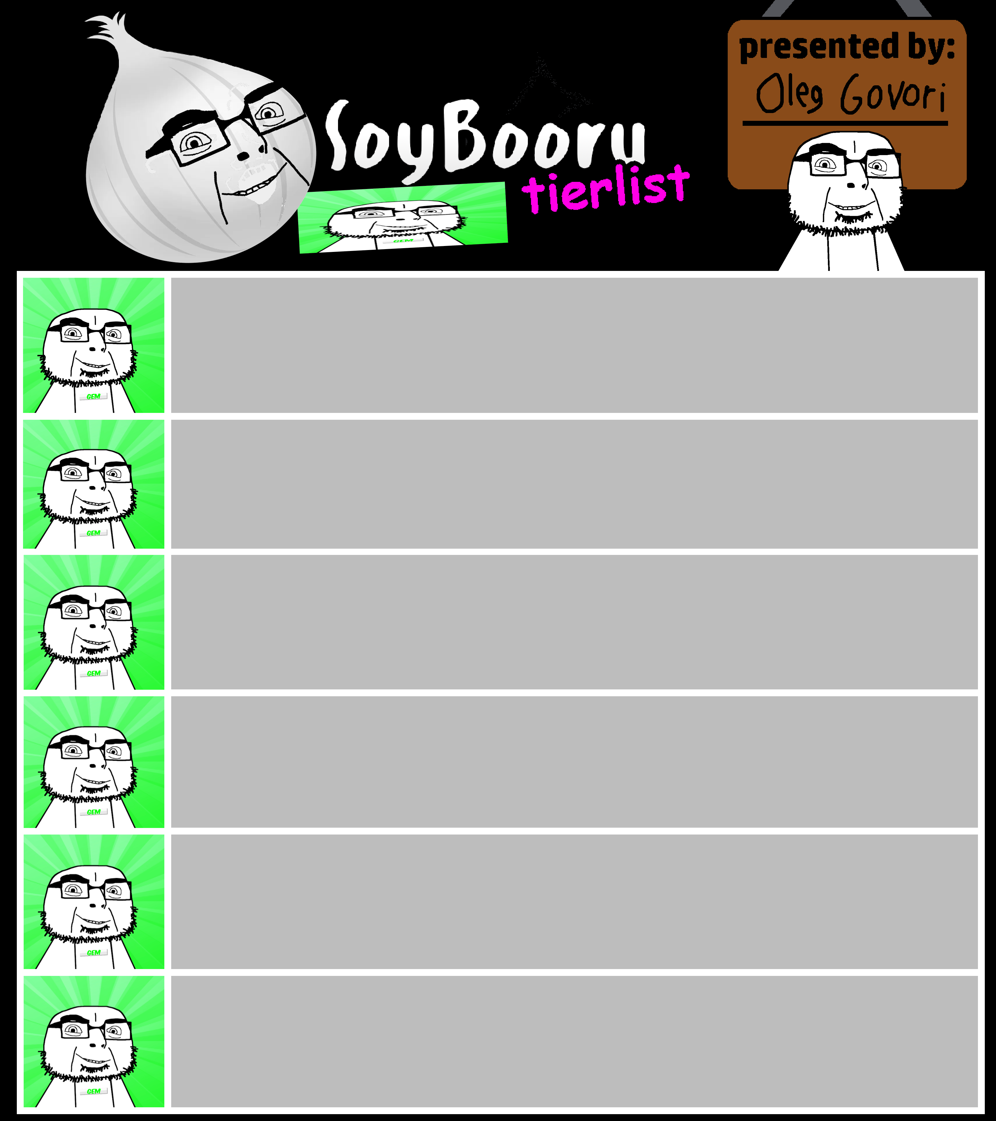 cobson, soyak, olgolstein, the soybooru logo, bald, black eyes, bosnian, closed mouth, drawn background, full body